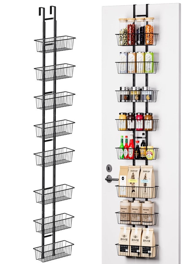 LUXEAR Over the Door Pantry Organizer, 8-Tier Adjustable Over the Door Hanging Spice Rack, No-Assembly Foldable Metal Over the Door Organizer for Kitchen, Home, Laundry Room, Bathroom - Image 1